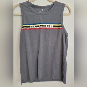 Women's Peloton Striped USA Tank Top Medium Gray Athletic Workout Cycling